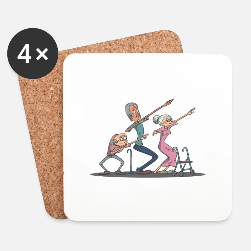 Dab Dabbing Senioren - Untersetzer (4er-Set) - Weiß