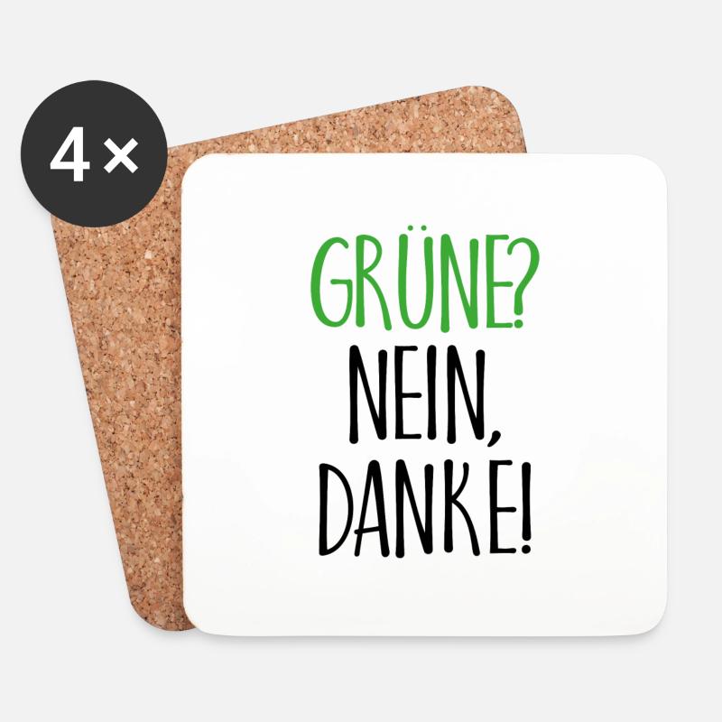 Grüne Nein Danke Geschenk - Untersetzer (4er-Set) - Weiß