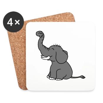 elefant gluecklich niedlich suess klein kind baby - Untersetzer (4er-Set) - Weiß - Vorne