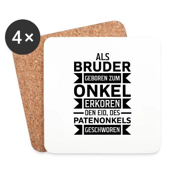Als bruder geboren zum onkel erkoren Patenonkel - Untersetzer (4er-Set) - Weiß - Vorne