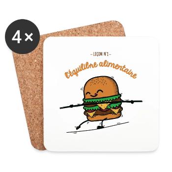 Burger Humour - Dessous de verre (lot de 4) - blanc - Devant