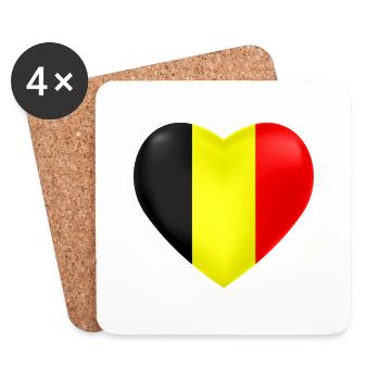 Coeur de Belgique - Dessous de verre (lot de 4) - blanc - Devant