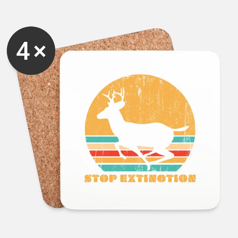 Stop Extinction Reindeer - Untersetzer (4er-Set) - Weiß