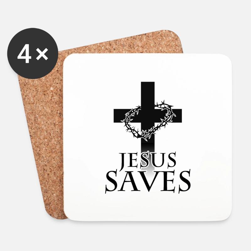 jesus saves Jesus rettet - Untersetzer (4er-Set) - Weiß