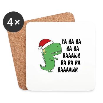 Merry Christmas dino dinosaur Christmas - Coasters (set of 4) - white - Front