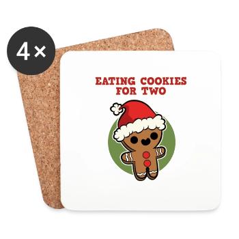 Weihnachten für Schwangere, Eating Cookies for Two - Untersetzer (4er-Set) - Weiß - Vorne