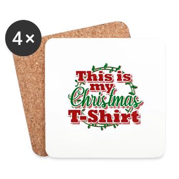 This is my Christmas T-Shirt mit Lichterkette - Untersetzer (4er-Set) - Weiß - Vorne
