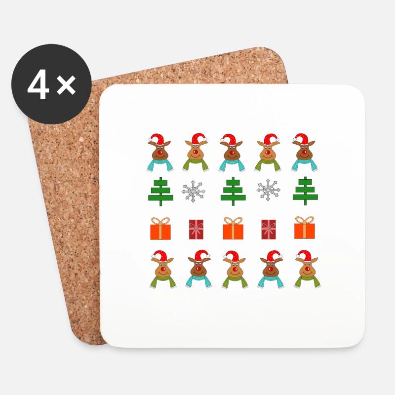 Christmas Theme - Coasters (set of 4) - white