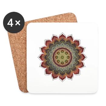 HANDPAN hang drum MANDALA earth colors - Untersetzer (4er-Set) - Weiß - Vorne