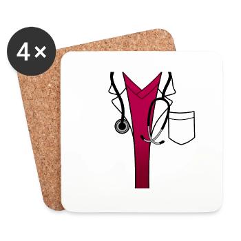 Doctor doctor medicine smock suit profession work - Coasters (set of 4) - white - Front