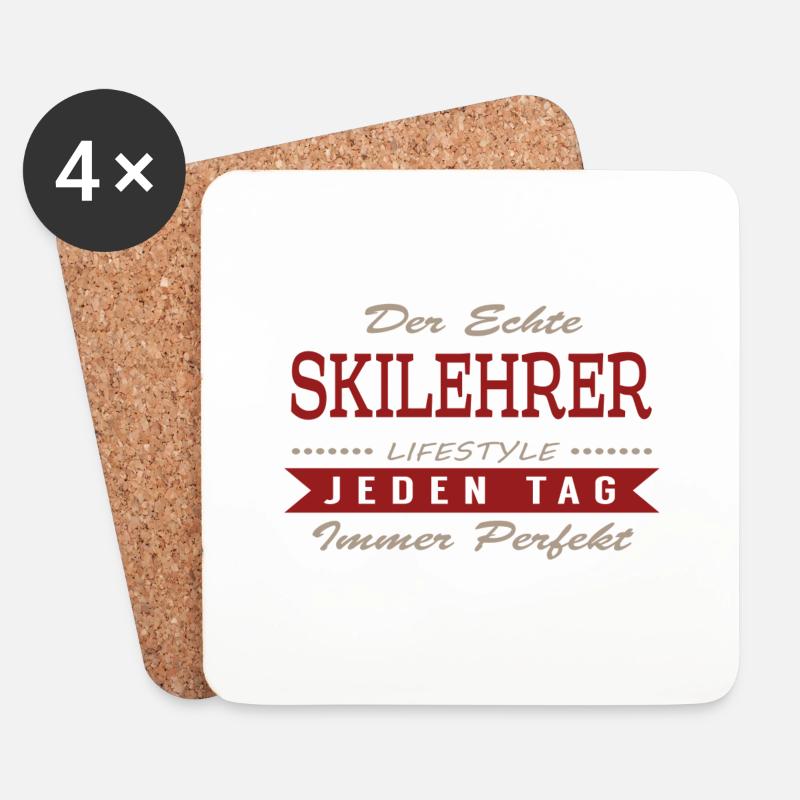 Der echte Skilehrer - Untersetzer (4er-Set) - Weiß