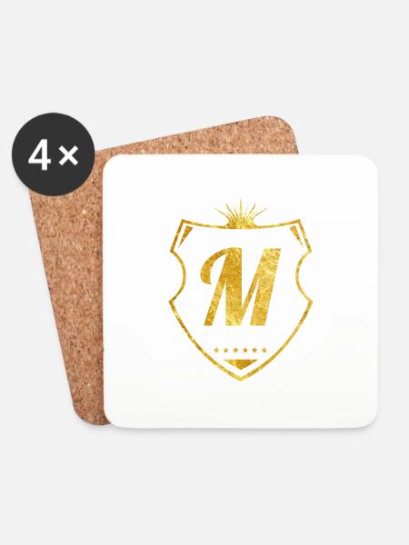 M buchstabe gold - Untersetzer (4er-Set) - Weiß