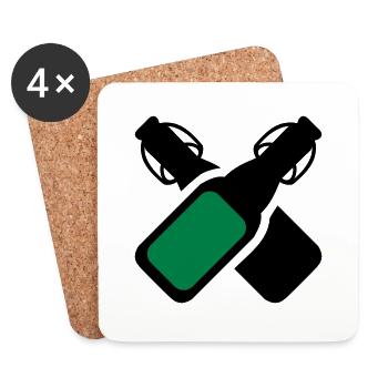 Alkohol - Bierflaschen - Untersetzer (4er-Set) - Weiß - Vorne