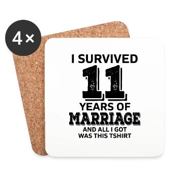 I survived 11 Years of Marriage Wedding Day - Coasters (set of 4) - white - Front