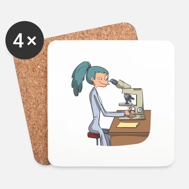Microscopio scientifico biomedico - Sottobicchieri (set da 4 pezzi) - bianco