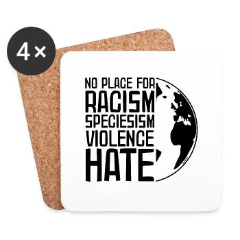 Antifa Antifascisme Contre le racisme Cadeau nazis - Dessous de verre (lot de 4) - blanc - Devant