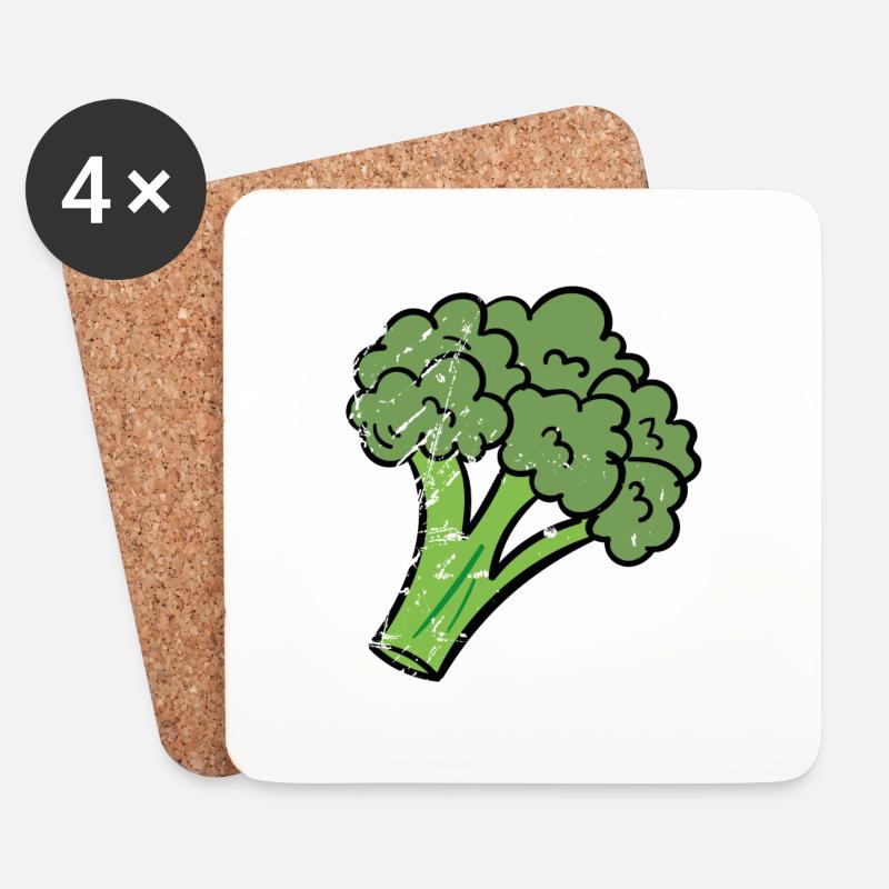 Brokkoli Vegan Obst Geschenk - Untersetzer (4er-Set) - Weiß
