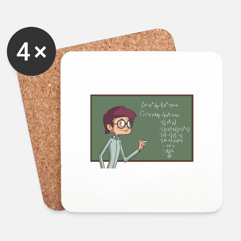 Mathe Lehrer - Untersetzer (4er-Set) - Weiß