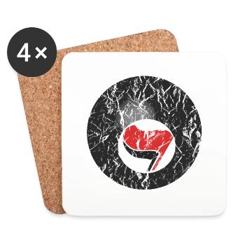 Billard antifasciste - Dessous de verre (lot de 4) - blanc - Devant