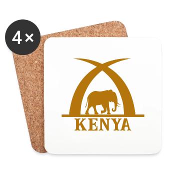 Elfenbein und Elefant mit Aufschrift KENYA - Untersetzer (4er-Set) - Weiß - Vorne