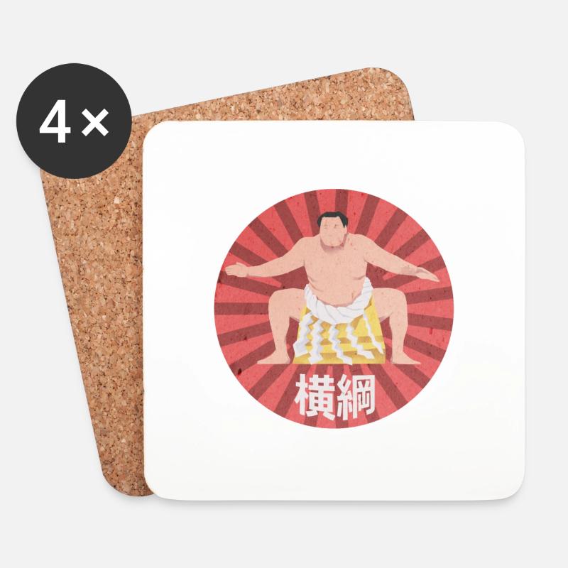 Sumō-Großmeister "Yokozuna" - Untersetzer (4er-Set) - Weiß