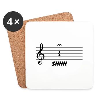 Shhh Quarter rest break music gift - Coasters (set of 4) - white - Front