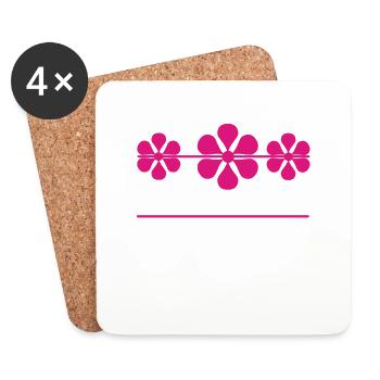 Pink Blütte Decoration Your Text Gift Label - Coasters (set of 4) - white - Front