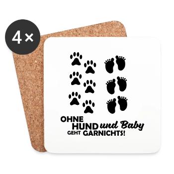 ohne_hund__und_baby_geht_garnichts_001 - Untersetzer (4er-Set) - Weiß - Vorne