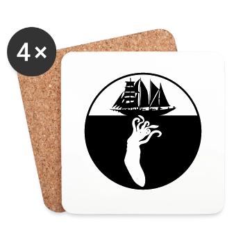 Logo Riesenkrake Segelschiff - Untersetzer (4er-Set) - Weiß - Vorne