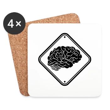 Note shield brain - Coasters (set of 4) - white - Front