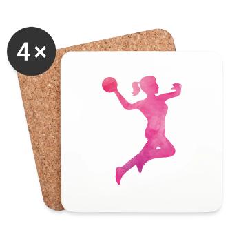 handball frau pink - Untersetzer (4er-Set) - Weiß - Vorne