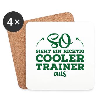 So sieht ein cooler Trainer aus Fussball Geschenk - Untersetzer (4er-Set) - Weiß - Vorne