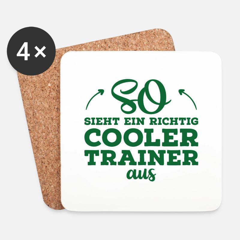 So sieht ein cooler Trainer aus Fussball Geschenk - Untersetzer (4er-Set) - Weiß
