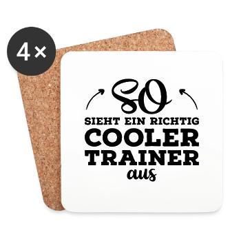 So sieht ein cooler Trainer aus Fussball Geschenk - Untersetzer (4er-Set) - Weiß - Vorne