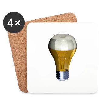 Light Beer Leichtes Bier Lampe an - Untersetzer (4er-Set) - Weiß - Vorne