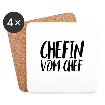 Chefin | Witziger Spruch Lustig Witz Frau Geschenk - Untersetzer (4er-Set) - Weiß - Vorne