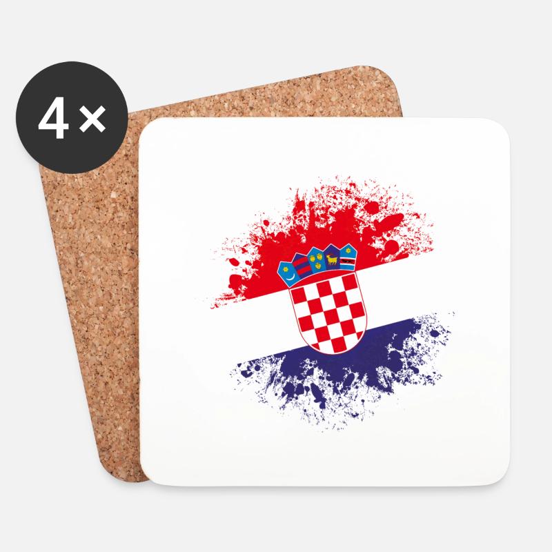 croatia flag design - Untersetzer (4er-Set) - Weiß