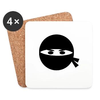 Ninja Kopf - Untersetzer (4er-Set) - Weiß - Vorne