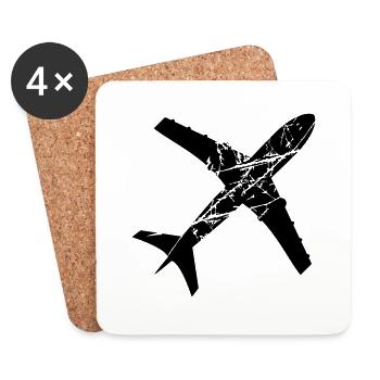 gratter les larmes timbre haut en bas avion voler - Dessous de verre (lot de 4) - blanc - Devant