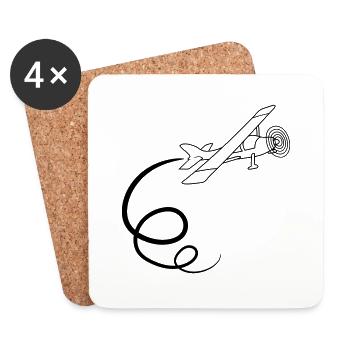 looping aerobatics aerobatic propeller small plane - Coasters (set of 4) - white - Front