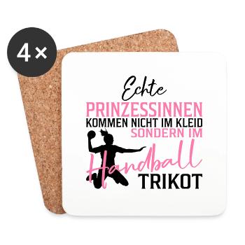 Echte Prinzessinnen kommen im Handball Trikot - Untersetzer (4er-Set) - Weiß - Vorne
