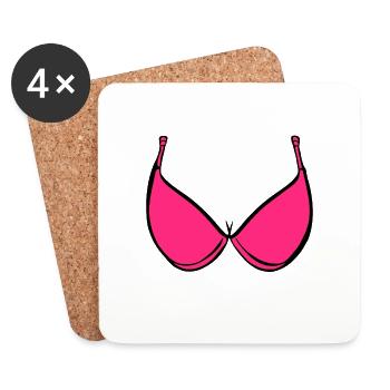 Brüste BH Rosa - Untersetzer (4er-Set) - Weiß - Vorne