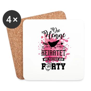 henne heiratet wir machen party - Untersetzer (4er-Set) - Weiß - Vorne