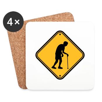 Achtung Altenheim Schild - Untersetzer (4er-Set) - Weiß - Vorne