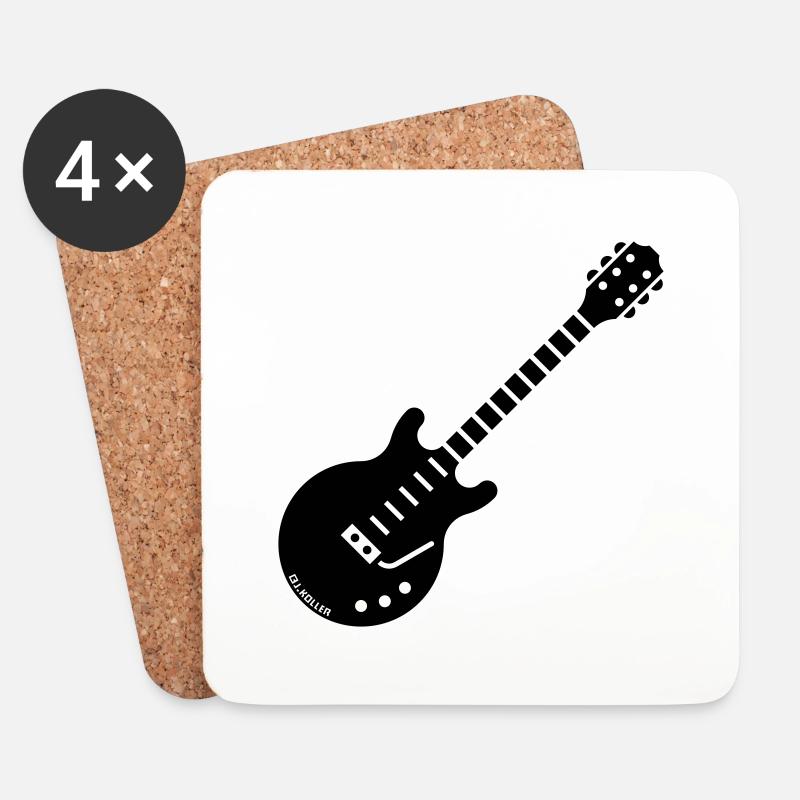 E-Gitarre (Elektrische Gitarre / Rockmusik) - Untersetzer (4er-Set) - Weiß