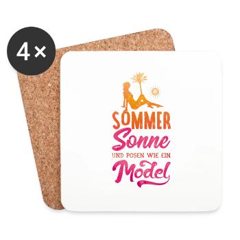 sommer sonne posen model - Untersetzer (4er-Set) - Weiß - Vorne