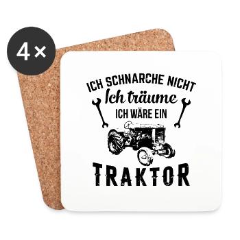Ich träume ich wäre ein Traktor Bauer Geschenk - Untersetzer (4er-Set) - Weiß - Vorne