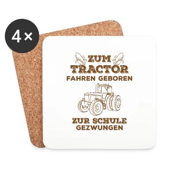 Zum Traktor fahren geboren Bauer Landwirt Geschenk - Untersetzer (4er-Set) - Weiß - Vorne