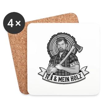 Holzfäller lustiger Spruch Ich und mein Holz - Untersetzer (4er-Set) - Weiß - Vorne