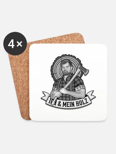 Holzfäller lustiger Spruch Ich und mein Holz - Untersetzer (4er-Set) - Weiß